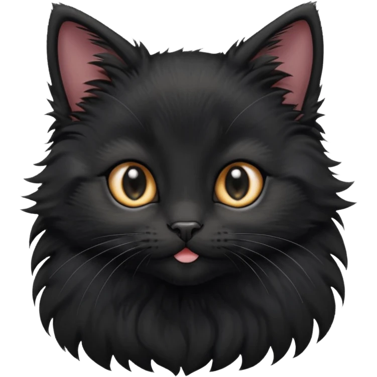 A photo-realistic digital illustration of a cute black kitten emoji