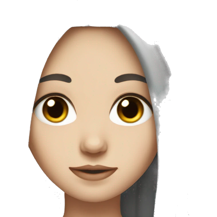 White girl with black long hair and brown eyes emoji