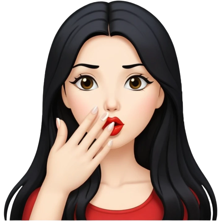 woman with long black hair blowing kisses emoji