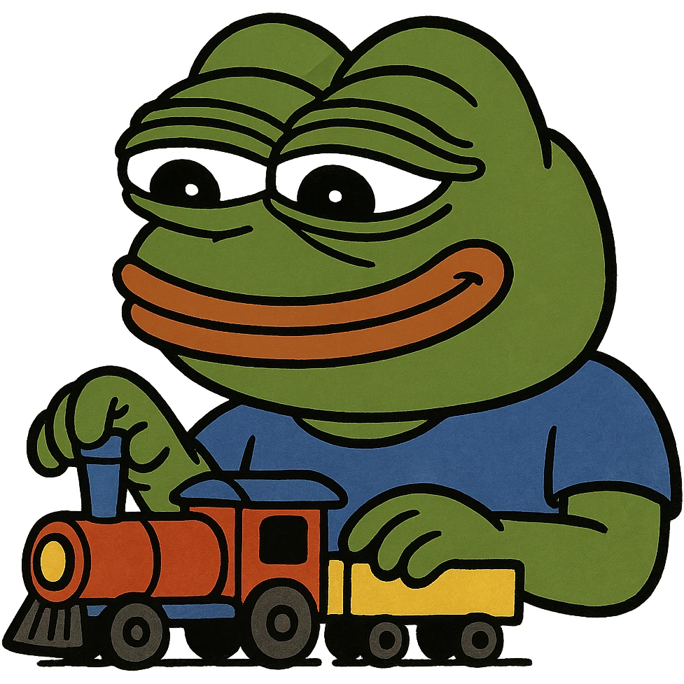 pepe playing with train emoji