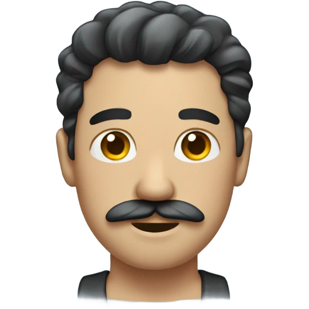 Man with dark hair and mustache showering emoji