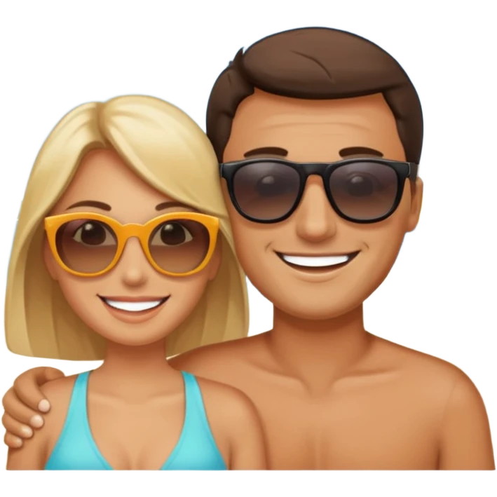 Девушка и мужчина вдвоем в отпуске  emoji