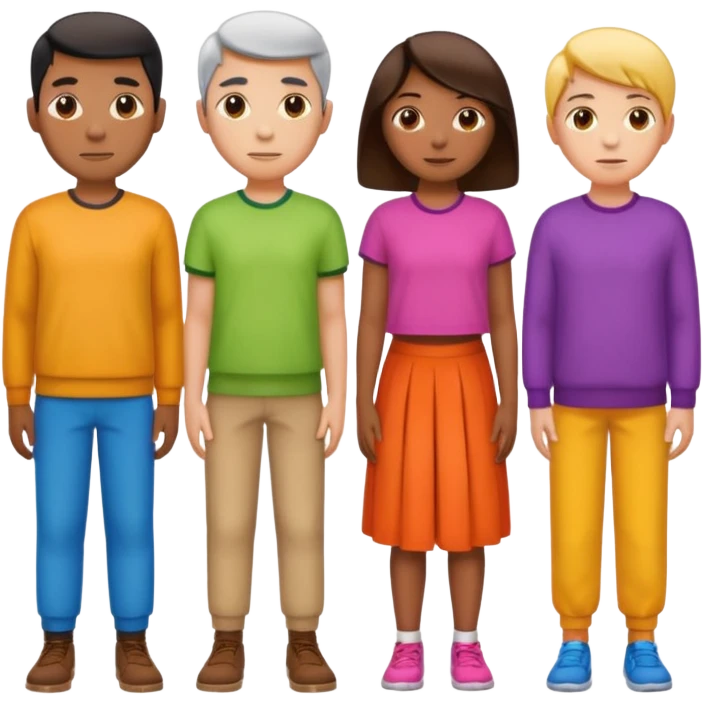 A row of five people standing one behind the other, all facing to the right emoji