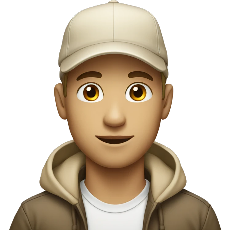 "Young man, white with  wearing a beige cap." emoji