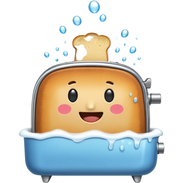 Happy toaster taking a bath emoji