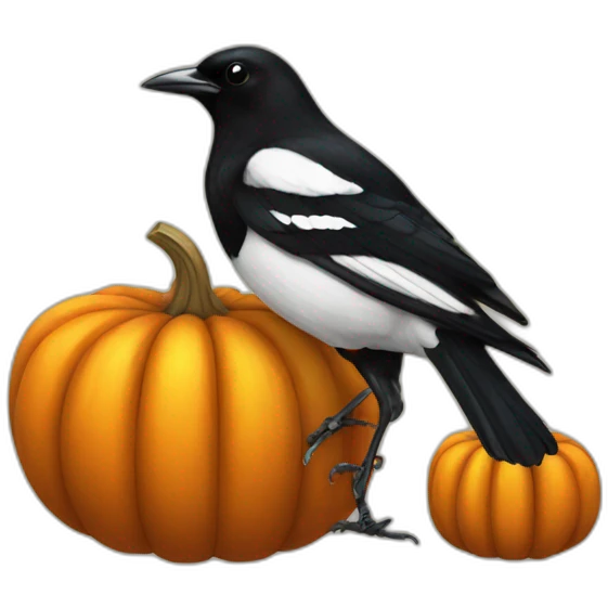 magpie on a pumpkin emoji