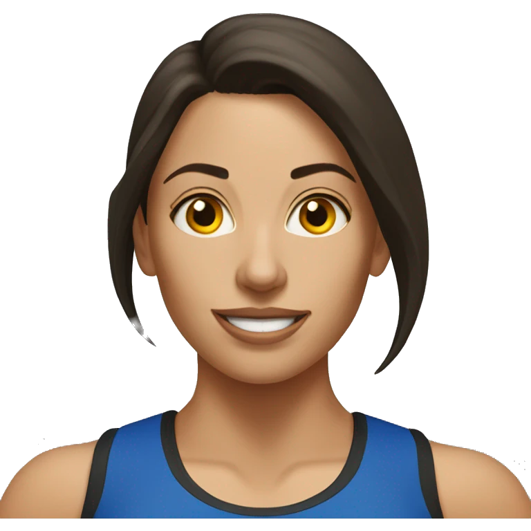 Brunette woman doing crossfit emoji