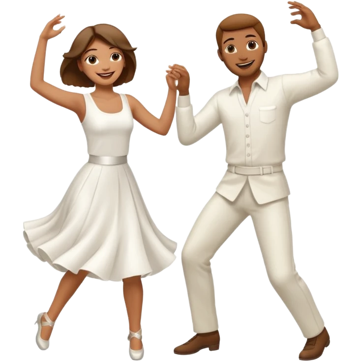 Man and woman dancing white emoji