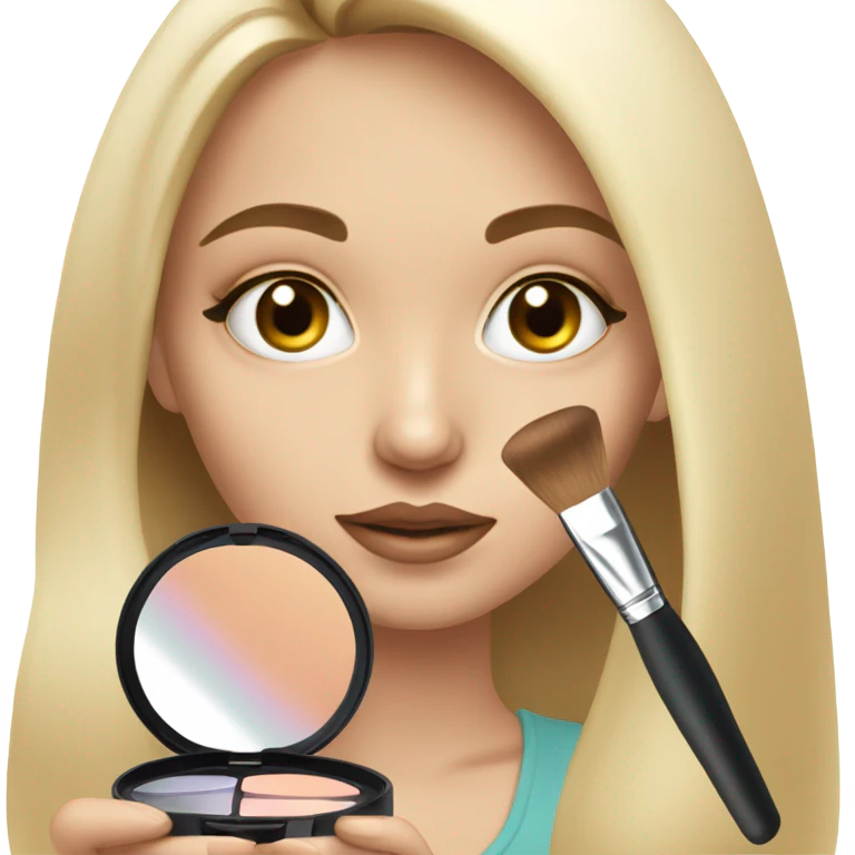 White girl doing makeip emoji