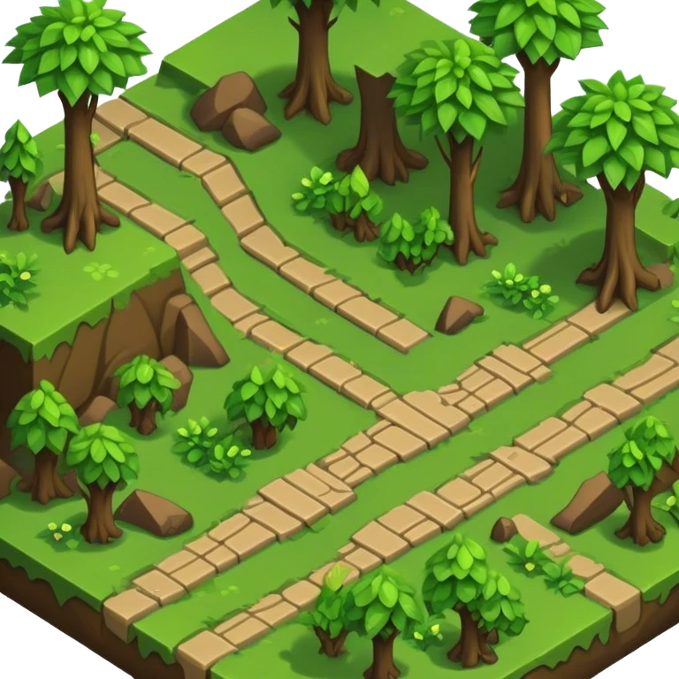 StarCraft-inspired, isometric RTS rugged terrain tile forest emoji