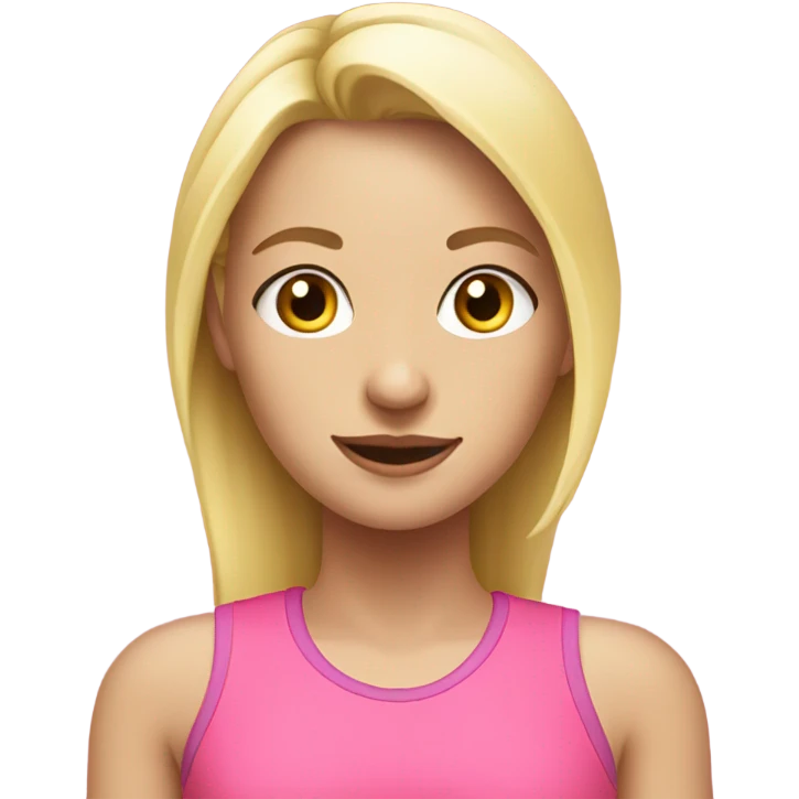 cute blonde girl in pink active wear  emoji