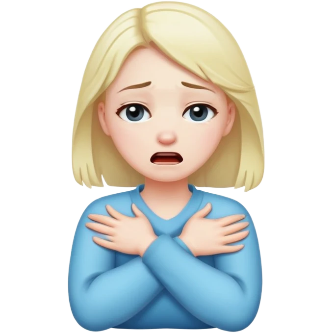 Arms crossed holding neck crying girl emoji