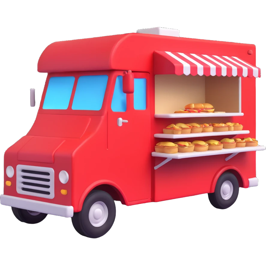 generate me a 3D red truck shaorma food truck  emoji