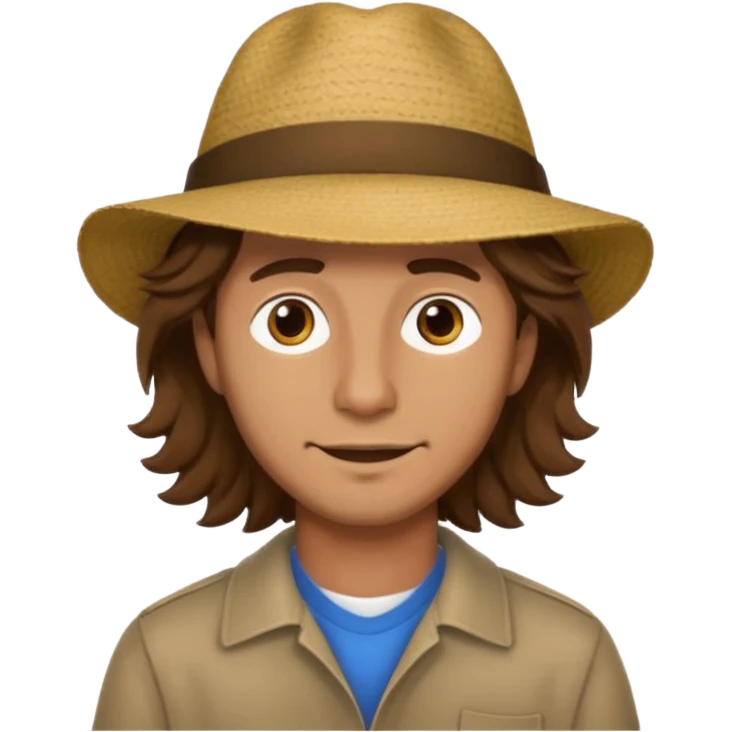 a man with a wavy hair, hat emoji