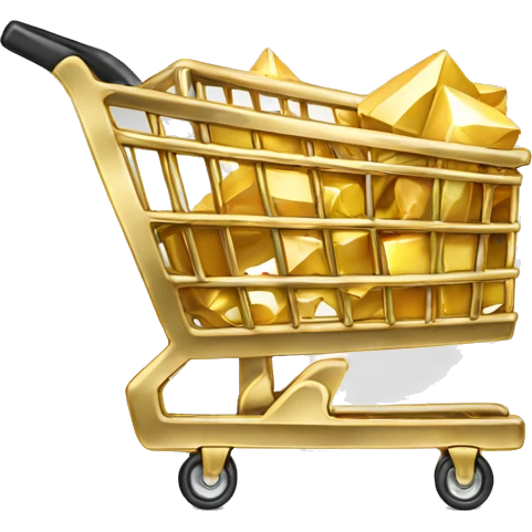 shopping cart made with gold, diamonds emoji