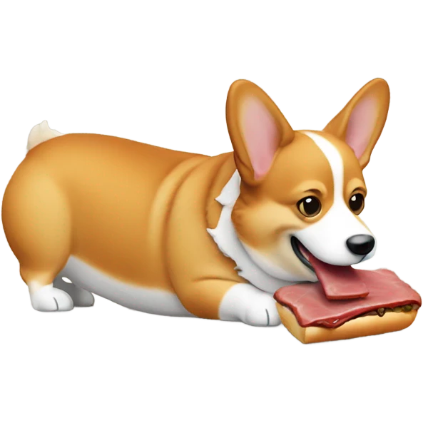 Corgi eating a beef Wellington  emoji