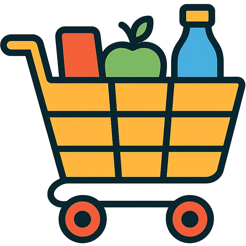 Shopping cart icon with products inside emoji