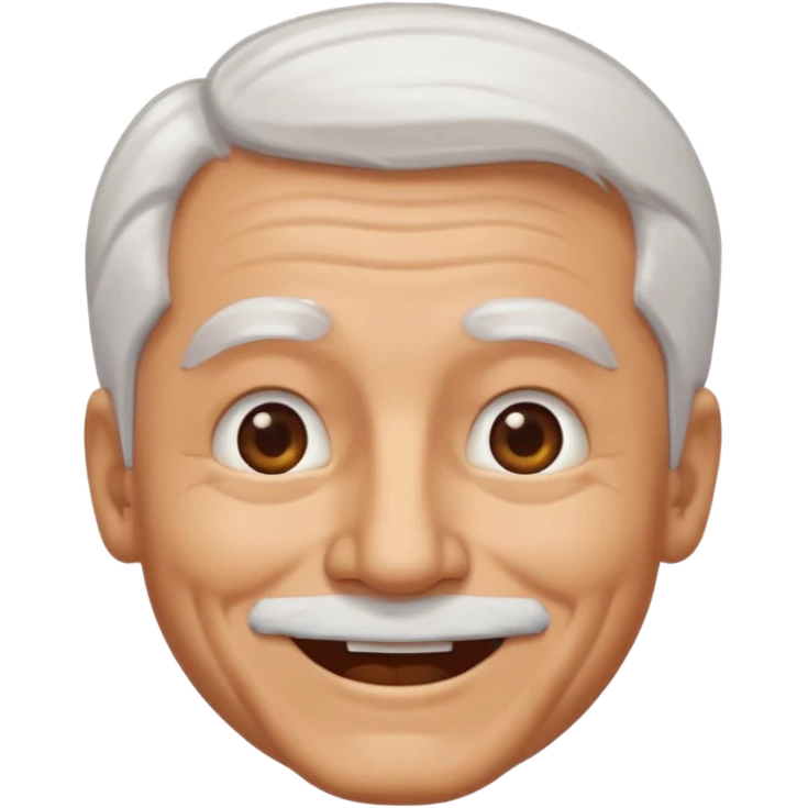 Illustrated emoji of an old man, white hair, no beard, dark eyes, tanned skin  emoji