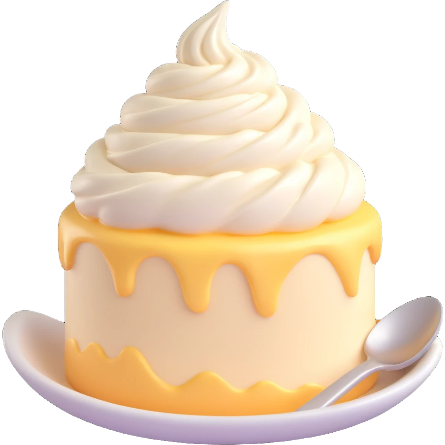small swirl of thick creamy white mascarpone in a soft mound, velvety texture, glossy peaks, no bowl or spoon, clean 3D style, soft lighting, emoji scale emoji