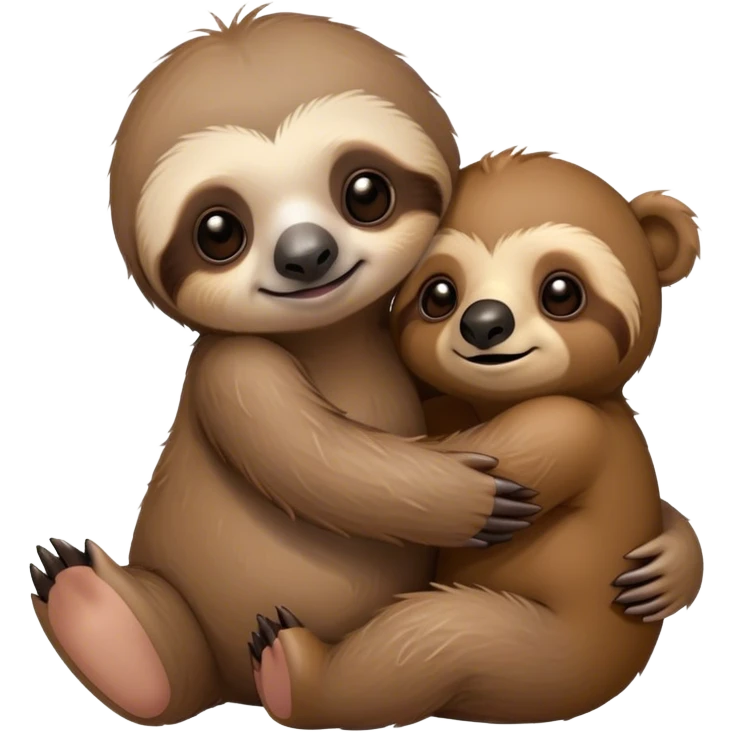 Baby sloth hugging a teddy bear emoji