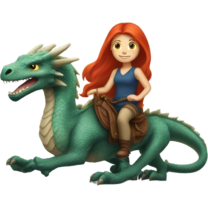 red head girl with long hair on a dragon  emoji
