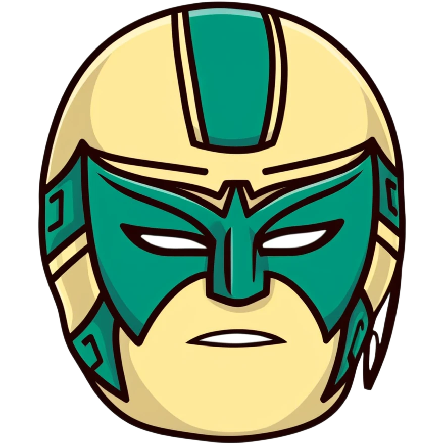 dark green, cream, and Carolina blue luchador mask emoji