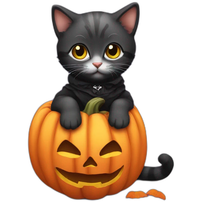 kitten in halloween clothes emoji