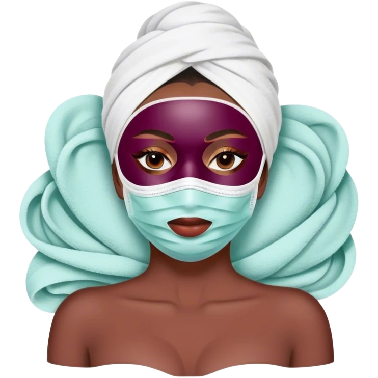 Lady with face mask spa beauty full face relaxing Burgundy emoji