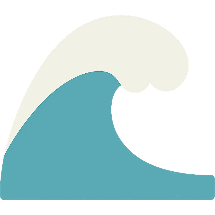 stylized sea wave with foamy crest, color filled vector icon, clear silhouette emoji