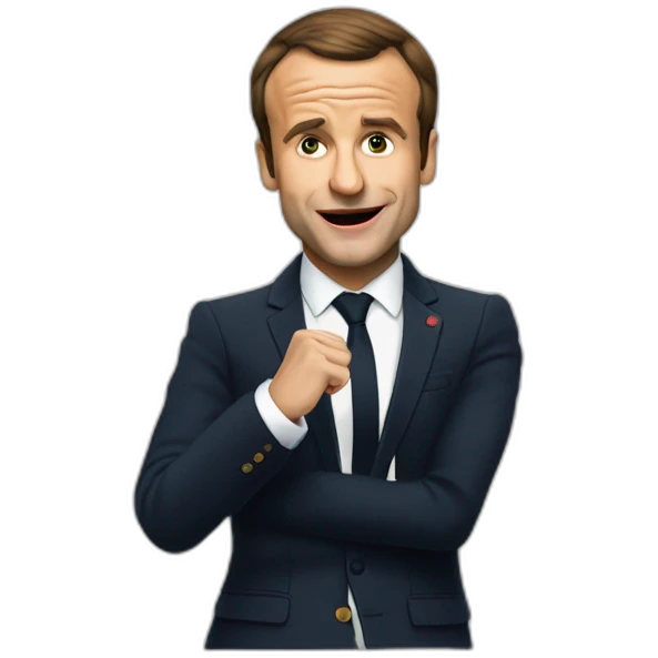 Macron faisant un dab emoji