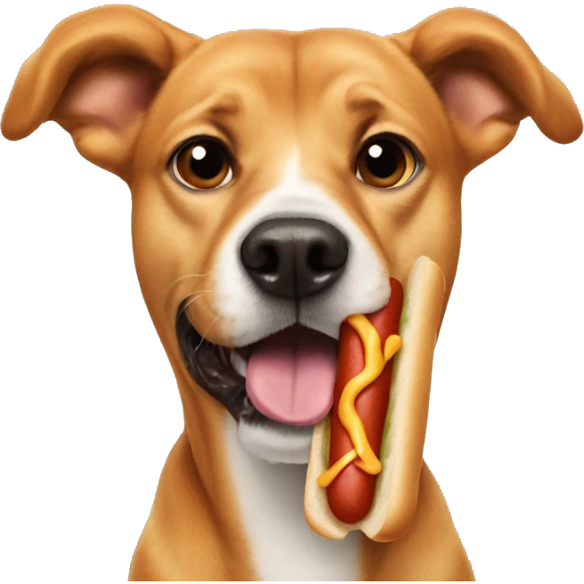 A dog eat hotdog emoji