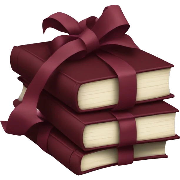 burgundy books stacked up and tied together by a burgundy bow emoji
