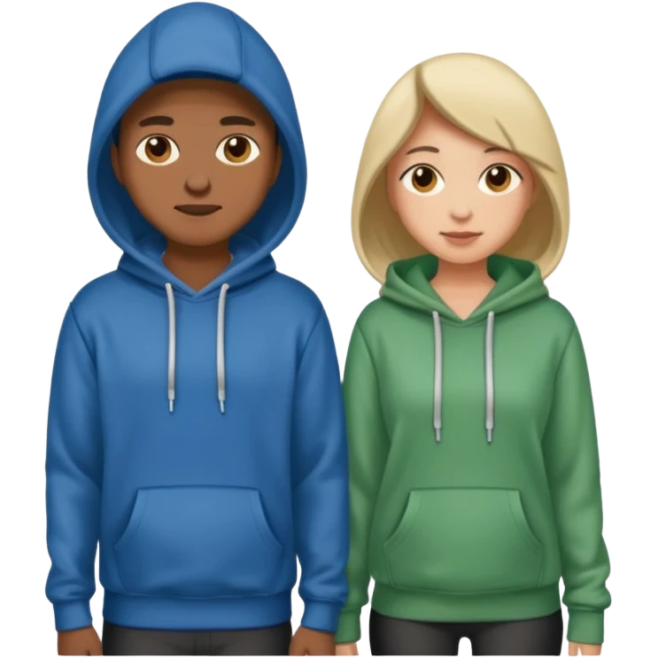 full-length couple in hoodie emoji