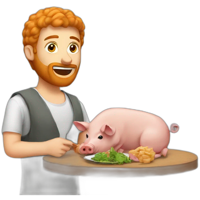 an ginger arab man eating pig emoji