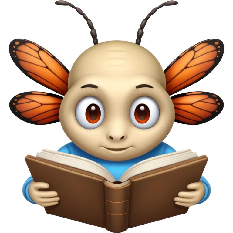 Bug reading book emoji