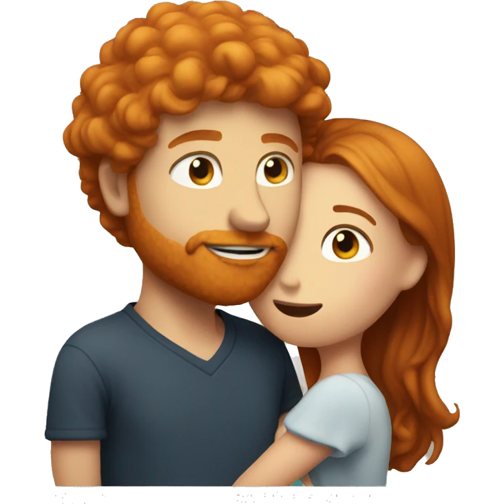 Ginger guy kissing brunette girl emoji