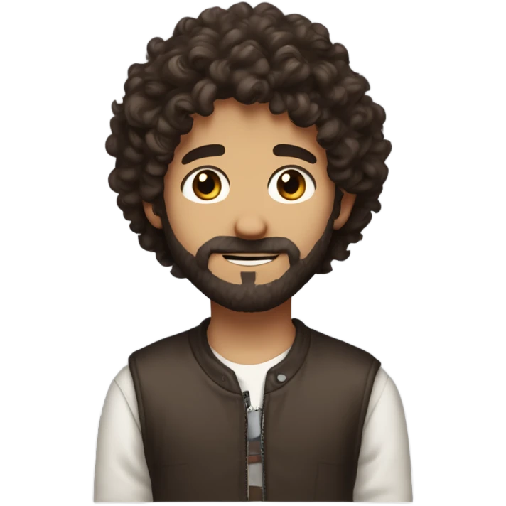 White boy with dark brown medium length loosely curly hair and a beard and mustache and the prettiest hazel eyes you’ve ever seen  emoji