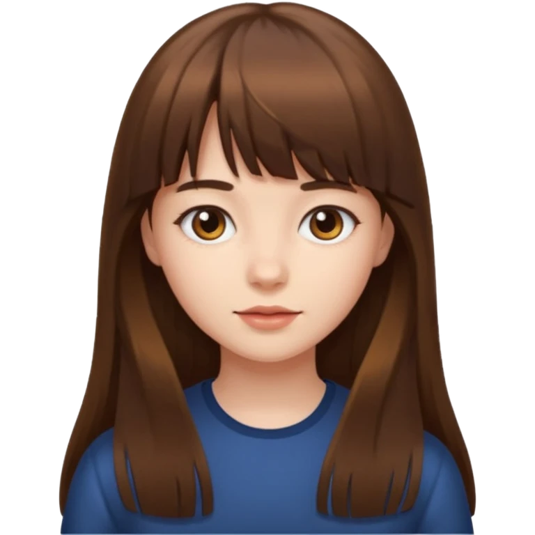 I’m a girl, I have bangs, my hair long until emoji