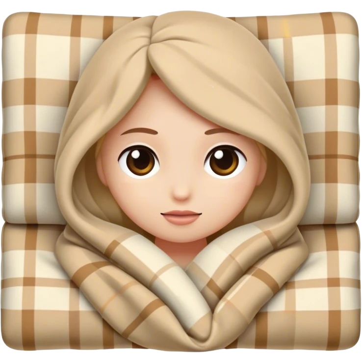 Beige clean girl folded plaid blanket  emoji