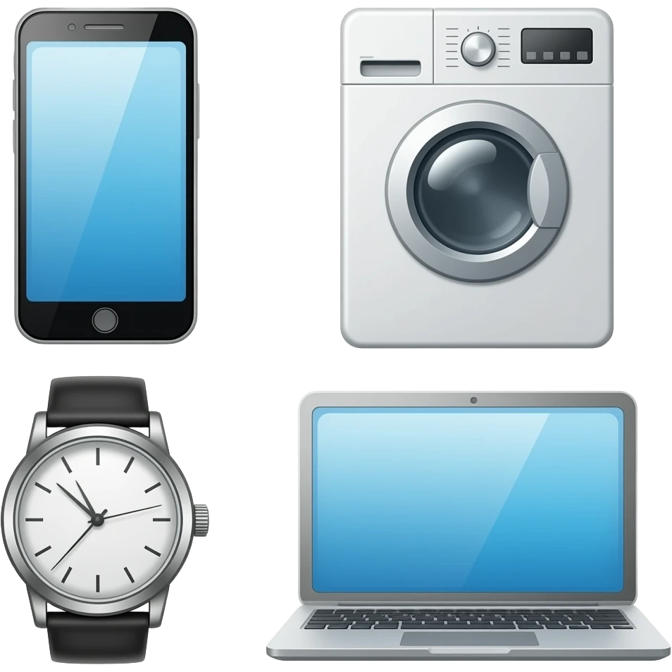 banner of cellphone, washing machine, watch, laptop emoji