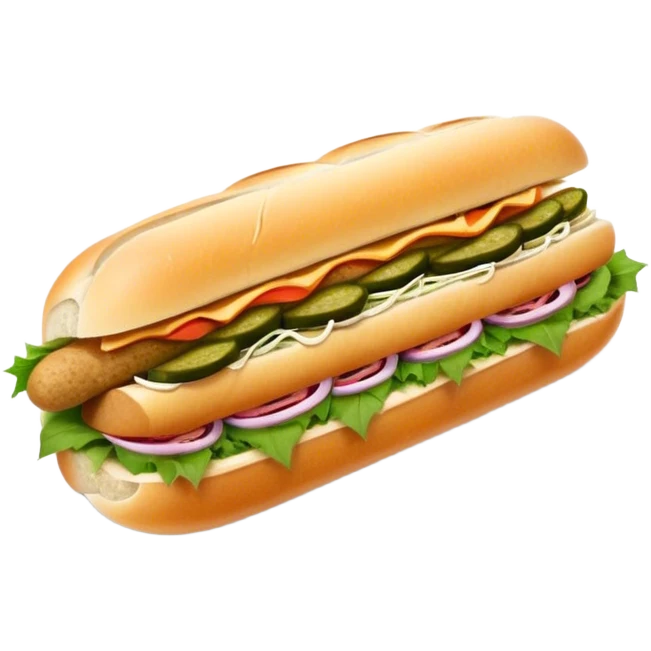Cinematic Realistic B√°nh m√¨ Sandwich Dish Emoji, showcasing a crusty baguette filled with savory meats, pickles, and fresh herbs rendered with dynamic detail and appetizing lighting. emoji