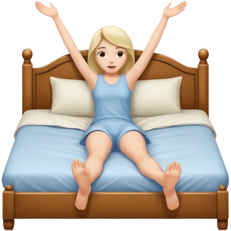 girl is lying down in bed and spreading her legs upward emoji