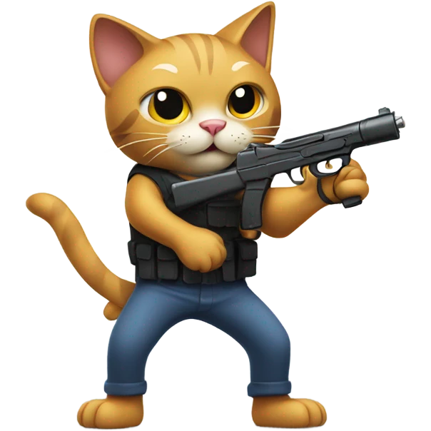 a cat holding a gun emoji