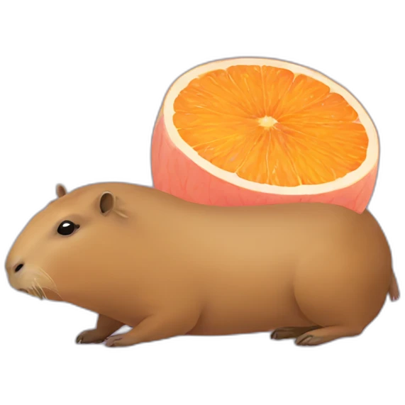 Capybara with a pomelo on its head emoji