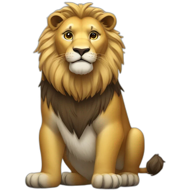 Lion sur le corps d'un panda emoji