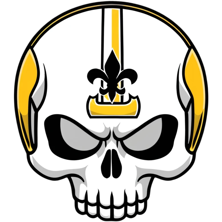 skull wearing New Orleans Saints helmet in black and gold emoji