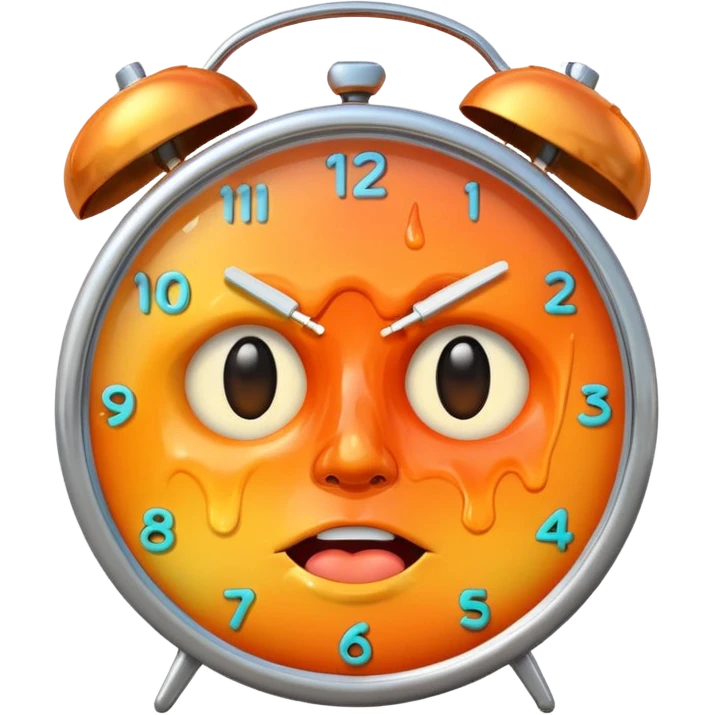 melting face, alarm clock, sunset emoji