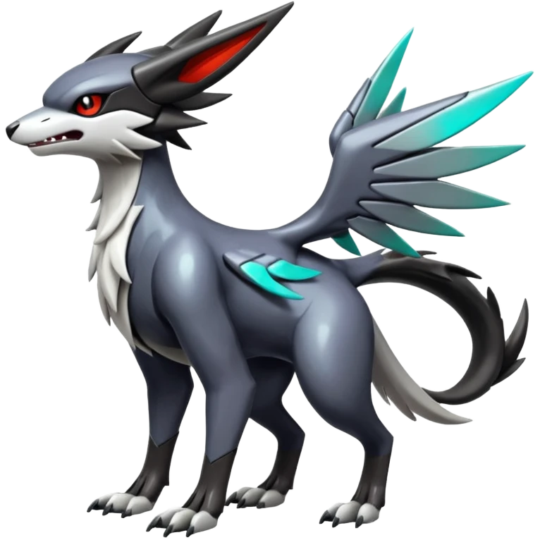 Futuristic Shiny Mightyena-Noivern-Silvally-Fakémon-hybrid-creature (full body)  emoji