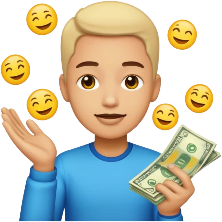 a person receiving money, vibrant and clear, emoji style, no text emoji