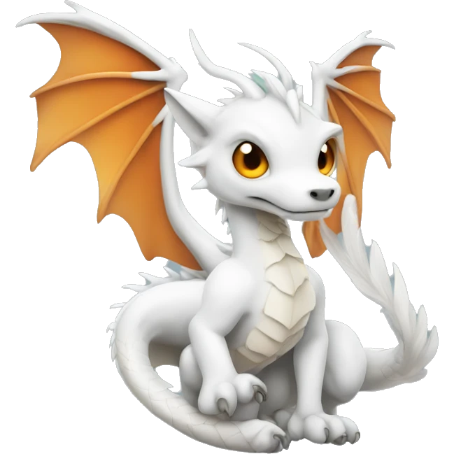 White Dragon whit bird wings and fox tail  emoji
